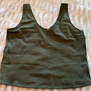 SPANX Active Tank Crop Top Olive Green 1X Built-In Support Athletic